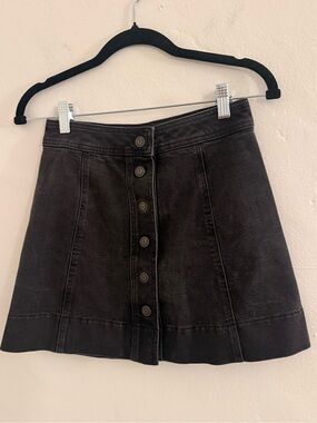 Madewell Black Button-Front Mini Skirt